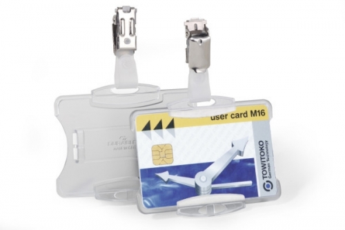 Suport de card cu clip 54 x 85 mm transparent Durable