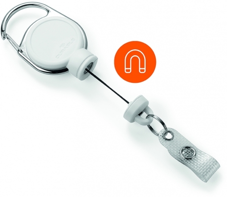 Dispozitiv cu snur retractabil pentru ecuson, Extra Strong, alb Durable