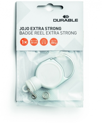 Dispozitiv cu snur retractabil pentru ecuson, Extra Strong, alb Durable