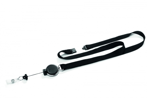Dispozitiv cu snur retractabil pentru ecuson si snur textil de gat, Extra Strong, negru Durable