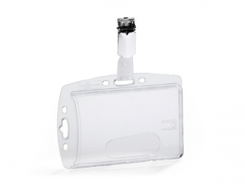 Suport pentru card ID inchis, cu clama, transparent, Durable