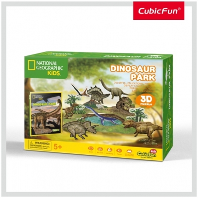 Puzzle 3D+Brosura-Parcul Dinozaurilor 43 Piese Cubicfun