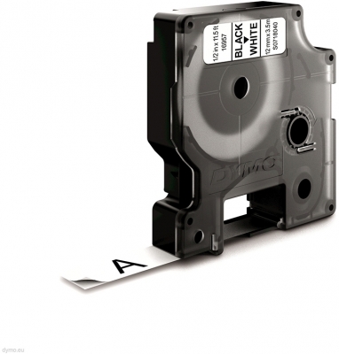 Banda D1 12 mm x 3,5 m, negru/alb, nylon flexibil, Dymo