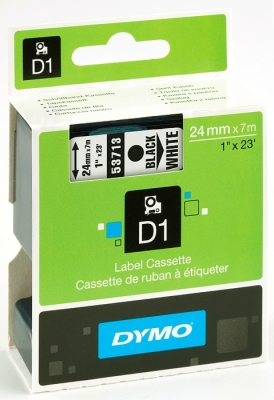 Banda D1 24 mm x 7 m negru-alb Dymo