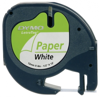 Banda Letratag hartie 12mm x 4m alb Dymo