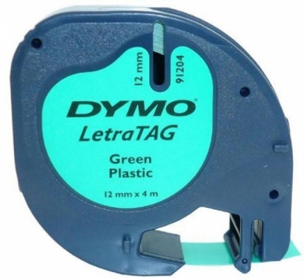 Banda Letratag plastic 12mm x 4m verde Dymo