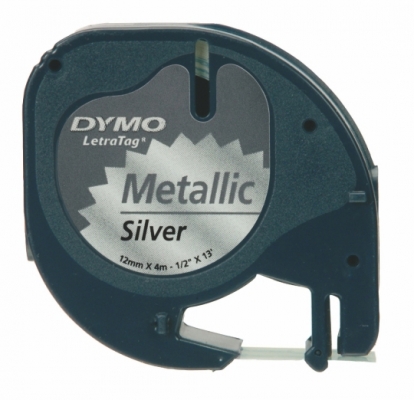 Banda Letratag metalica 12mm x 4m argintiu metalic Dymo