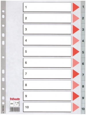 Index din plastic, A4, index 1-10, Esselte