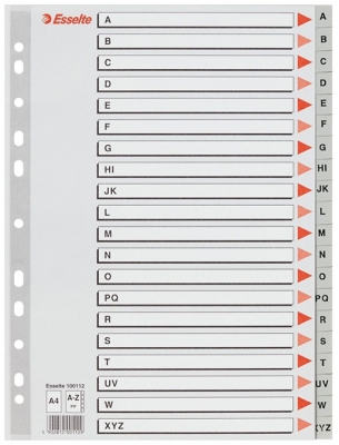 Index din plastic, A4, index A-Z, Esselte