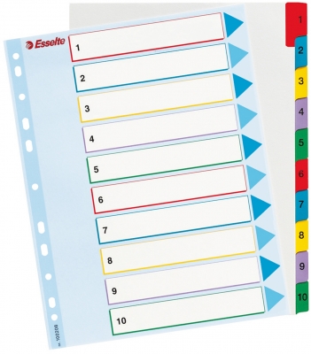 Index reinscriptibil, A4, numerotare 1-10, Esselte