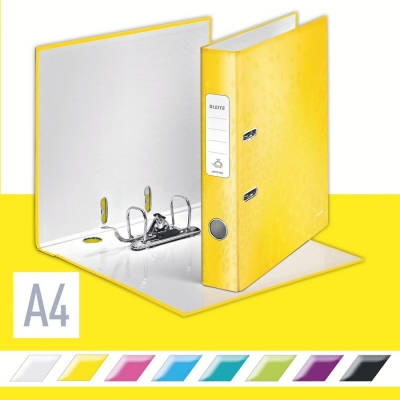Biblioraft  180° WOW, carton laminat, partial reciclat, certificare FSC, A4, 52 mm, Leitz
