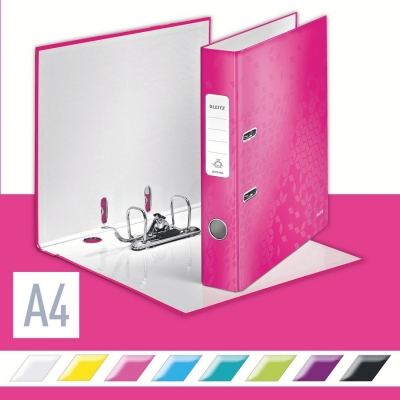 Biblioraft  180° WOW, carton laminat, partial reciclat, certificare FSC, A4, 52 mm, Leitz