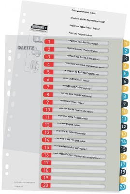 Index Leitz Cosy, imprimabil, PP, A4, 1-20, multicolor