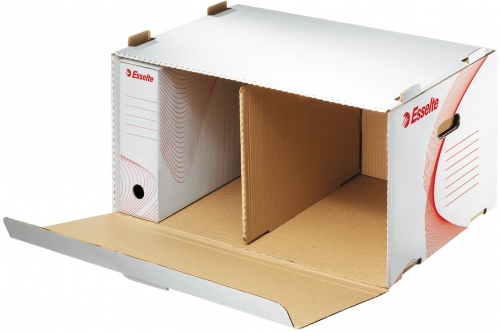 Container arhivare si transport Standard, deschidere frontala, carton, 100% reciclat, certificare FSC, reciclabil, alb, Esselte