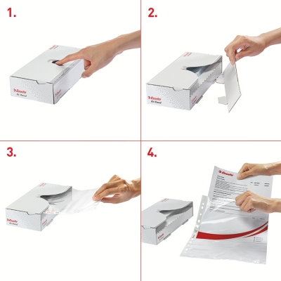 Dispenser folii de protectie, A4, cristal, 55 microni, 40 buc, Esselte