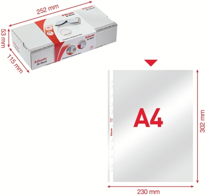 Dispenser folii de protectie, A4, cristal, 55 microni, 40 buc, Esselte