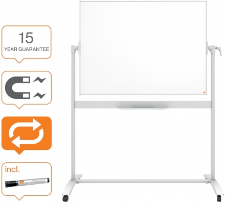 Tabla mobila Classic, otel lacuit, 150x120 cm, magnetica, include marker si tavita, alb NOBO