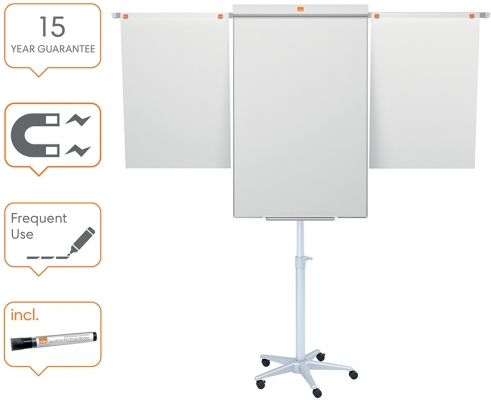 Flipchart mobil Impression Pro, otel lacuit, brate extensibile, magnetic, include marker si tavita, alb NOBO