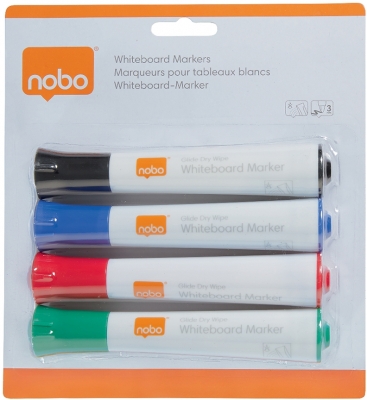 Marker pentru table si flipcharturi, varf rotund 3 mm, standard, blister, 4 buc/set, diverse culori NOBO