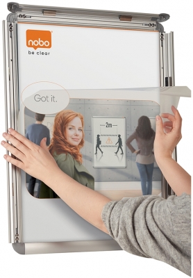 Rama pentru perete, aluminiu, cu clip, A3, gri NOBO