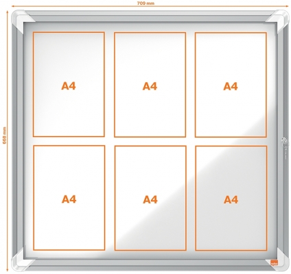 Avizier Premium Plus, interior, otel emailat, 6x A4, cu usa si cheie, magnetic, alb NOBO