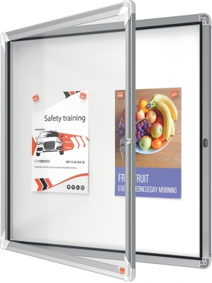 Avizier Premium Plus, interior, otel emailat, 6x A4, cu usa si cheie, magnetic, alb NOBO