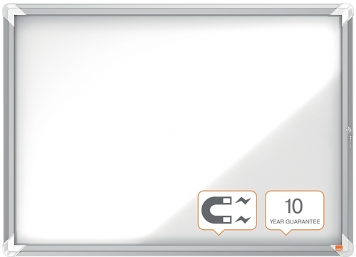 Avizier Premium Plus, interior, otel emailat, 8x A4, cu usa si cheie, magnetic, alb NOBO
