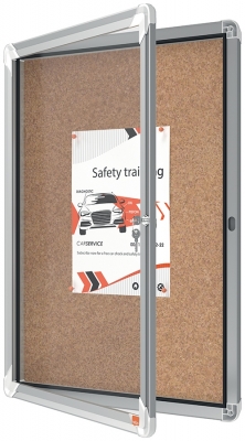 Avizier Premium Plus, interior, pluta, 4x A4, cu usa si cheie, natur NOBO
