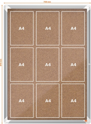 Avizier Premium Plus, interior, pluta, 9x A4, cu usa si cheie, natur NOBO