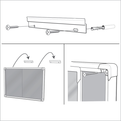 Avizier Premium Plus, interior, material textil, 12x A4, geam glisant si cheie, albastru NOBO