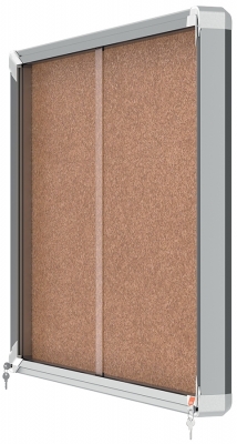 Avizier Premium Plus, interior, pluta, 8X A4, geam glisant si cheie, natur NOBO