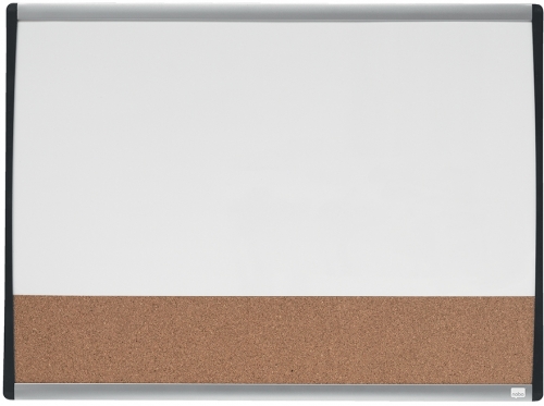 Tabla Combo, 58x43 cm, magnetica si pluta, include marker si magneti, alb, rama arcuita gri-negru NOBO