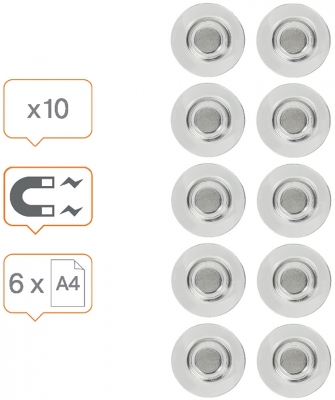 Magneti pentru table din sticla, diametru 32 mm, sustin 6 coli, 10 buc/set, transparent NOBO