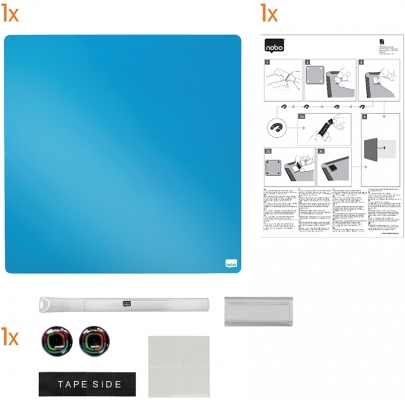 Tabla patrata, plastic, 36x36 cm, magnetica, include marker si magneti, albastru NOBO