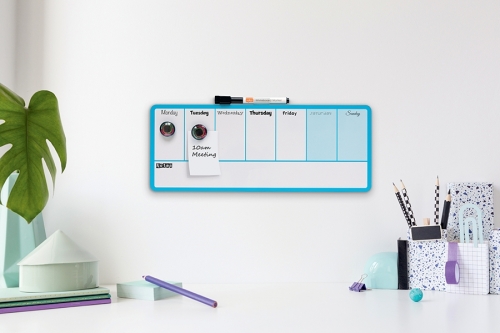 Organizator, saptamanal, magnetic, 14 x 36 cm, include marker si magneti, albastru NOBO