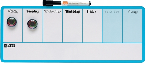 Organizator, saptamanal, magnetic, 14 x 36 cm, include marker si magneti, albastru NOBO