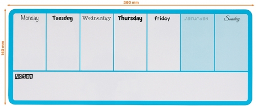 Organizator, saptamanal, magnetic, 14 x 36 cm, include marker si magneti, albastru NOBO