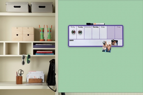 Organizator, saptamanal, magnetic, 14 x 36 cm, include marker si magneti, mov NOBO