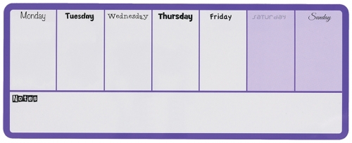 Organizator, saptamanal, magnetic, 14 x 36 cm, include marker si magneti, mov NOBO