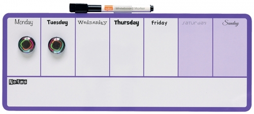 Organizator, saptamanal, magnetic, 14 x 36 cm, include marker si magneti, mov NOBO