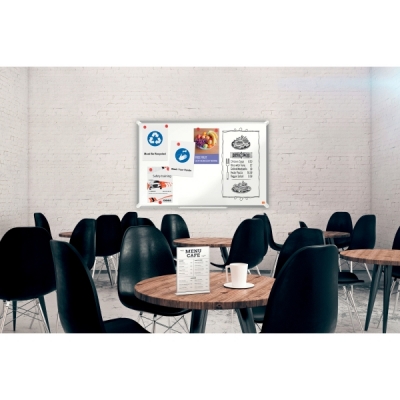 Tabla Premium Plus, otel emailat, 120x90 cm, magnetica, include marker si tavita, alb NOBO