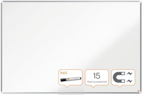 Tabla Premium Plus, otel lacuit, 180x120 cm, magnetica, include marker si tavita, alb NOBO