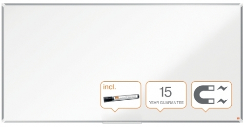 Tabla Premium Plus, otel lacuit, 200x100 cm, magnetica, include marker si tavita, alb NOBO