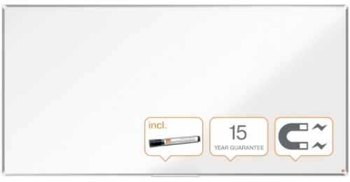 Tabla Premium Plus, otel lacuit, 240x120 cm, magnetica, include marker si tavita, alb NOBO