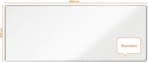 Tabla NOBO Premium Plus, otel lacuit, 300x120 cm, magnetica, include marker si tavita, alb