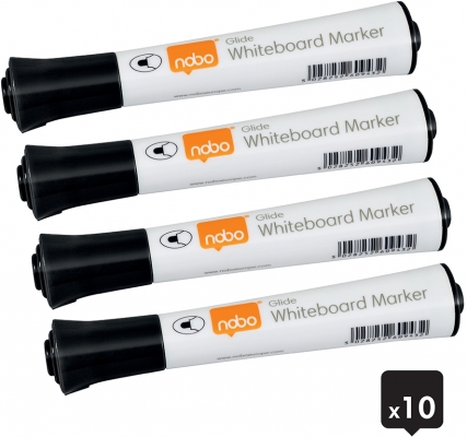Marker pentru table si flipcharturi, varf rotund 3 mm, standard, 10 buc/cutie, negru NOBO