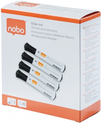 Marker pentru table si flipcharturi, varf rotund 3 mm, standard, 10 buc/cutie, negru NOBO