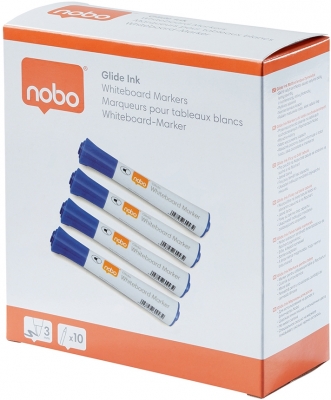 Marker pentru table si flipcharturi, varf rotund 3 mm, standard, 10 buc/cutie, albastru NOBO