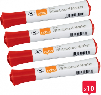 Marker pentru table si flipcharturi, varf rotund 3 mm, standard, 10 buc/cutie, rosu NOBO