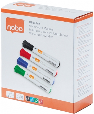 Marker pentru table si flipcharturi, varf rotund 3 mm, standard, 10 buc/cutie, diverse culori NOBO